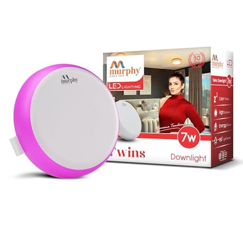 Murphy 2-in-1 7W+7W Double Color Round LED Deep Junction Box Light (Cool White+Pink, Pack of 1)