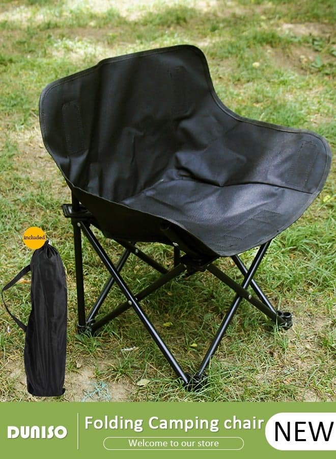 Collapsible Camping Chair, Outdoor Folding Chair with Storage Bag, Durable Fishing Chair with Side Pockets, Lightweight Beach Chair, Portable Chair for Fishing, Camping, Picnics, BBQs, Beach & Outdoor Activities