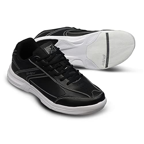 KR Strikeforce Flyer Lite Men's Athletic Bowling Shoe Comes with #8 Slide Pad on Both Shoes for Right or Left Handed Bowlers (Black, US Footwear Size System, Adult, Men, Numeric, Medium, 7.5)