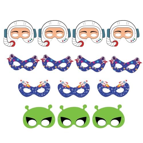 Party Propz Astronaut Eye Mask For Kids - 14 Pcs Space Theme Party Eye Masks | Astronaut Theme Birthday Decoration | Space Theme Birthday Decoration Kit | Eye Mask For Kids Boys (Cardstock)