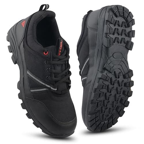 FUEL Safety Shoes for Men with Industrial Steel Toe, Light Weight Construction Shoes, Anti Penetration, Non-Slip Lace Up Comfortable Footwear, (Wings-Sizes-6UK Black)