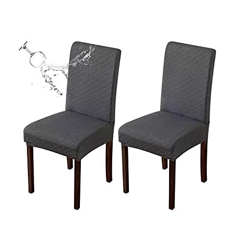 Genina Waterproof Chair Covers for Dining Room Dining Chair Covers Kitchen Parsons Chair Covers (Dark Gray, 2 PCS)