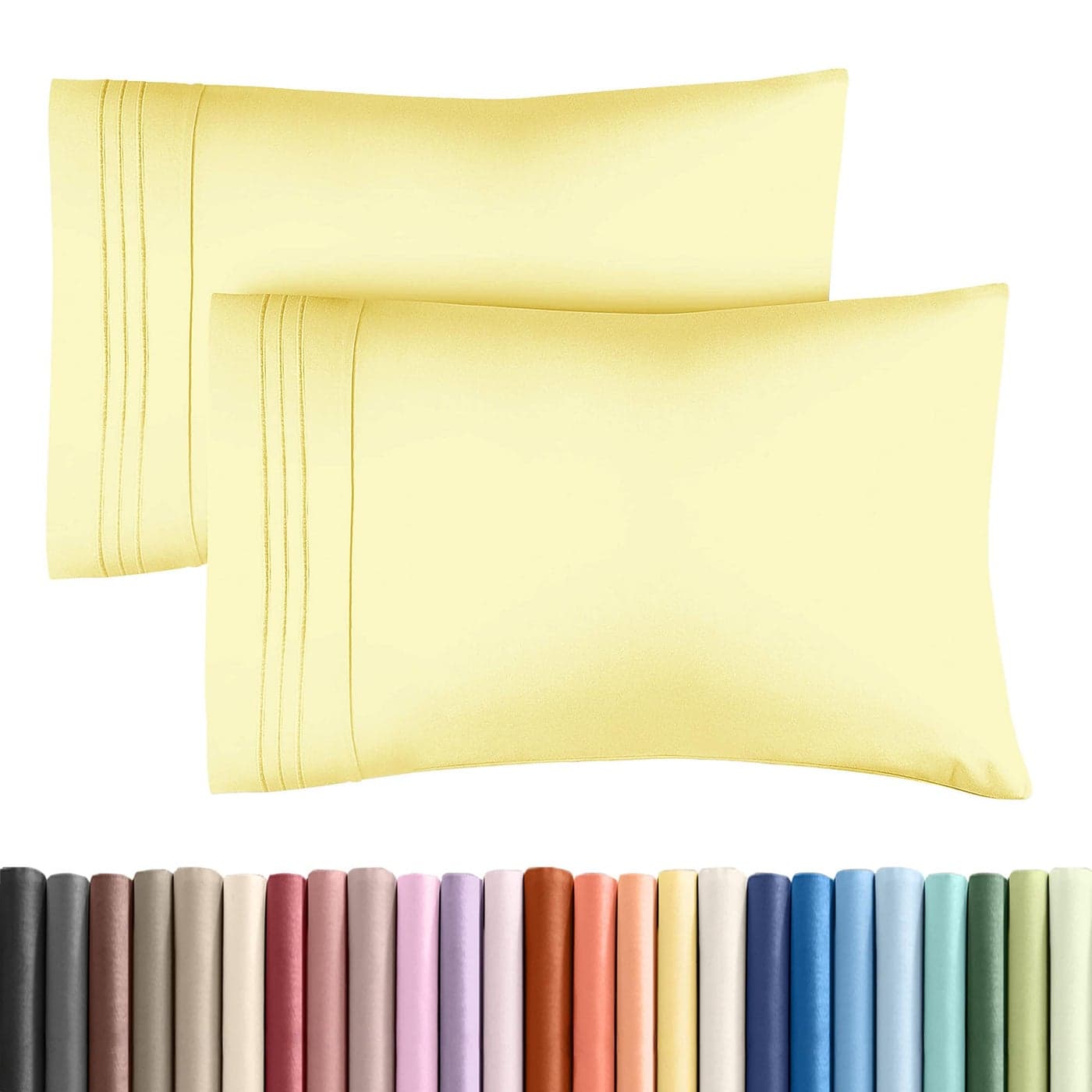 Queen Pillow Cases Set of 2 Ultra Soft Hotel Quality Pillowcase Covers Comfy Cozy Wrinkle Free Shrinkage Stain and Fade Resistant Machine Washable Pillow Protectors 2 Piece Set Yellow