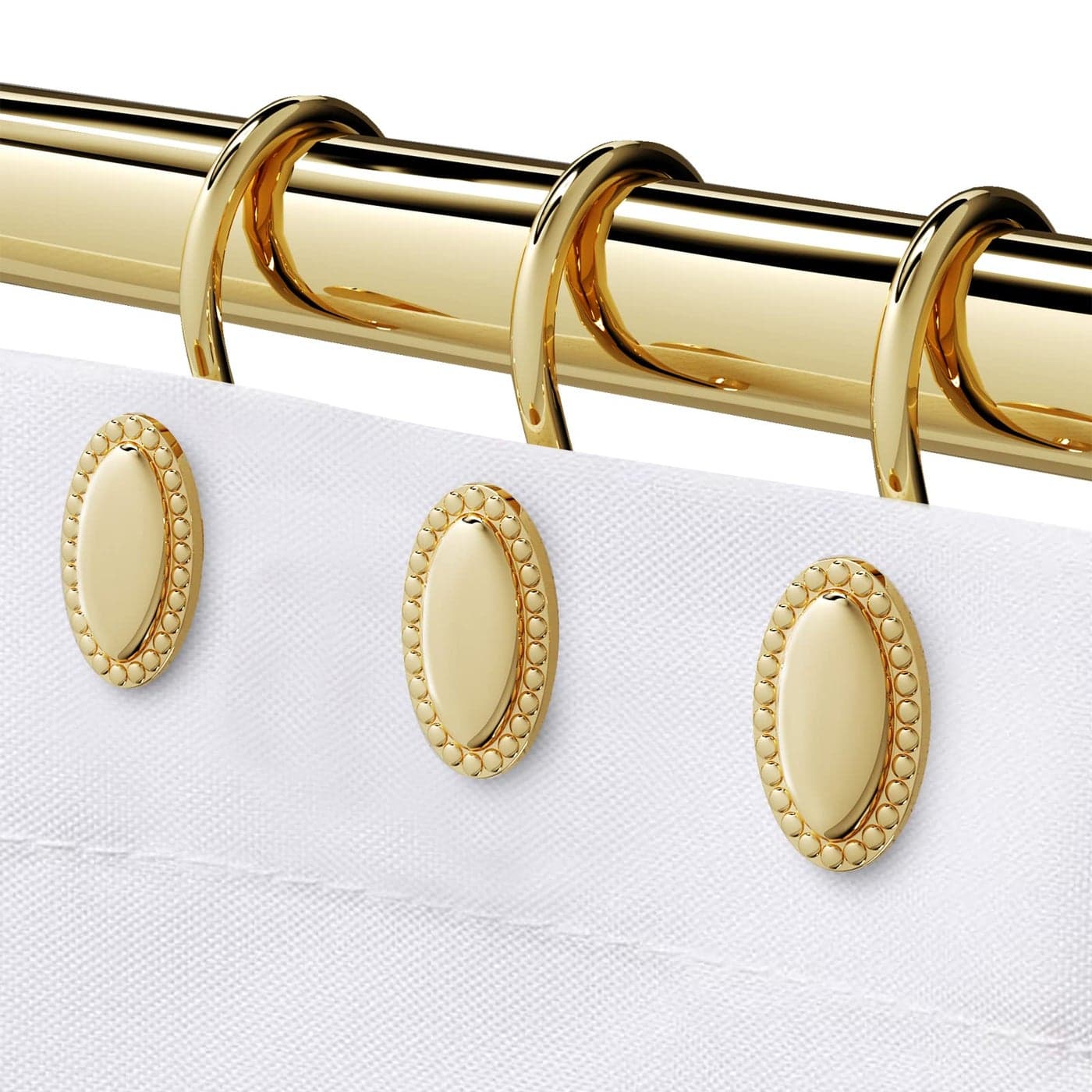 iToplin Gold Shower Curtain Hooks Set of 12 Rust Resistant Heavy Duty Decorative Acrylic Shower Curtain Rings
