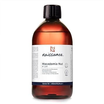 Naissance Macadamia Nut Oil No 234 450ml Natural Refined Moisturiser for Hair Skin Face Body DIY Beauty and Massage Blends
