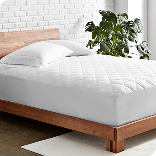 Bare Home Quilted Fitted Mattress Pad (King) - Cooling Mattress Cover - Easily Washable - Elastic Fitted Cover for Mattress - Stretch-to-Fit up to 15 Inches Deep (King)