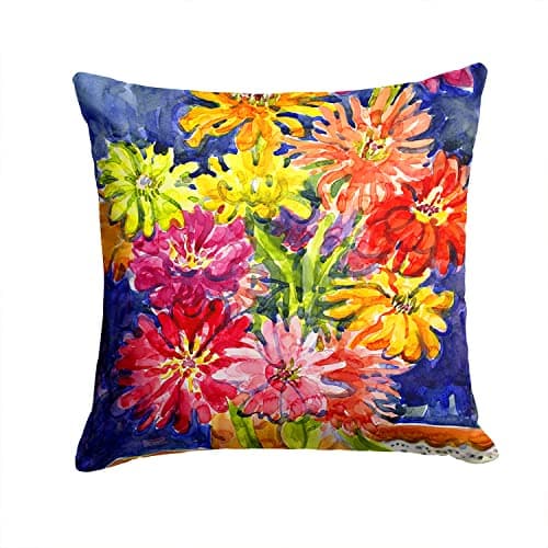 Caroline's Treasures 6069PW1414 Flower - Gerber Daisies Fabric Decorative Pillow Machine Washable, Indoor Outdoor Decorative Pillow for Couch, Bed or Patio, 14Hx14W