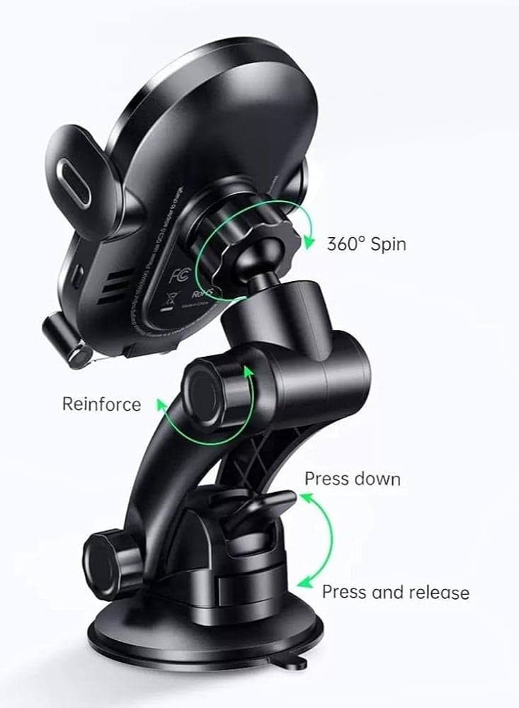 CH-7620 15W Wireless Charging In-Car Phone Holder-Black