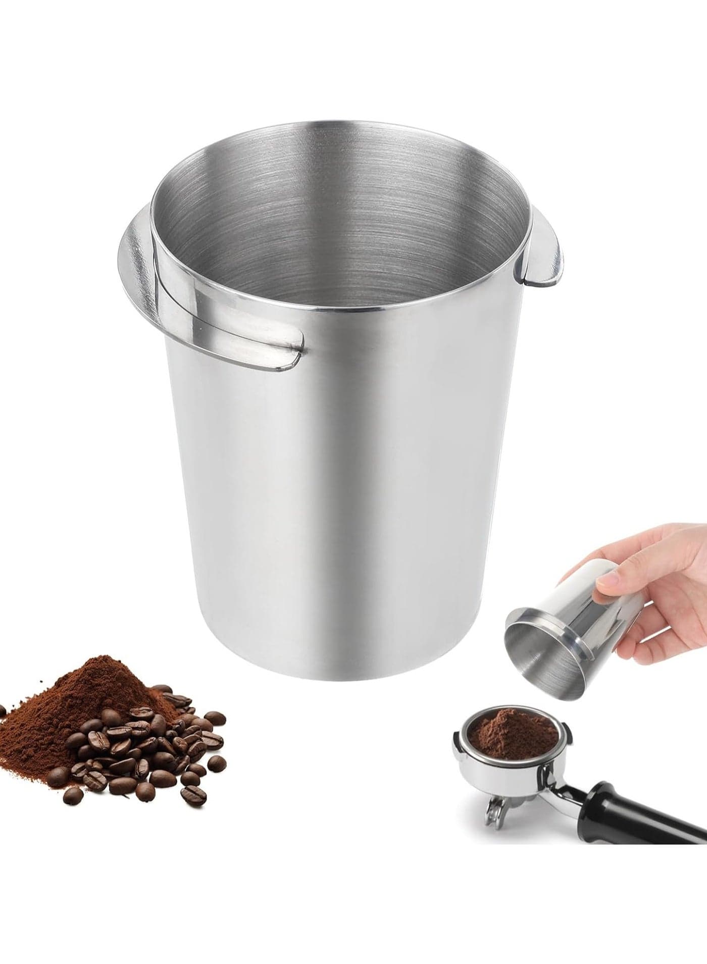 Coffee Dosing Cup 58mm, Stainless Steel Espresso Dosing Cup Compatible with All 58mm Portafilter, Coffee Grinder Powder Cup, Coffee Powder Feeder, Espresso Coffee Machine Accessories