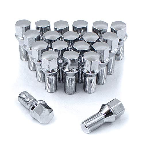 Wheel Accessories Parts Set of 20 Chrome 14x1.5 Lug Bolts Conical Seat with 17mm Hex, 33 mm Shank Length, Acorn Seat Lug Bolt Designed for Aftermarket Wheels (20 Bolts, Chrome, M14x1.5/14 1.5)