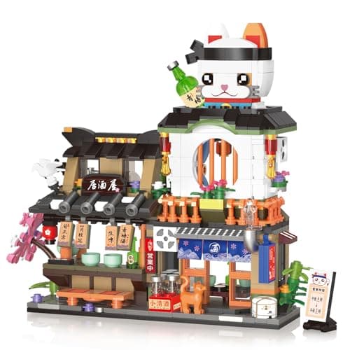 Japanese Street View Izakaya Shop Mini Building Blocks Set MOC Creative Cute Japanese Toys 809 PCS Simulation Architecture Construction Toy Gift for Adults Kids Girls 612 Not Compatible with Lego