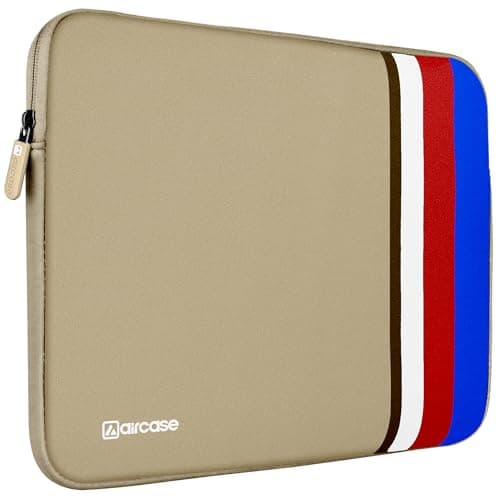 AirCase Protective Laptop Bag Sleeve fits Upto 14.1" Laptop/MacBook, Wrinkle Free, Padded, Water Resistant Light Neoprene case Cover Pouch, for Men & Women, Biege