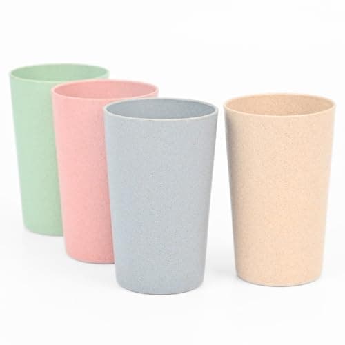 Eha Earth-Friendly Unbreakable Drinking Glass Set of 4 for Water and Juice | 250 ml Each | Tumblers Made with Rice Husk & Bamboo Fibers | Microwave Safe | for Hot & Cold |Multicolor