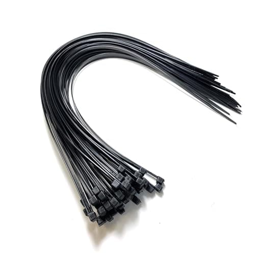 Hian 12-Inch Black Zip Ties, 100-Pack – 50lb Tensile Strength, UV-Resistant, Self-Locking Cable Ties for Indoor & Outdoor Use (Black - 300mm x 4mm)