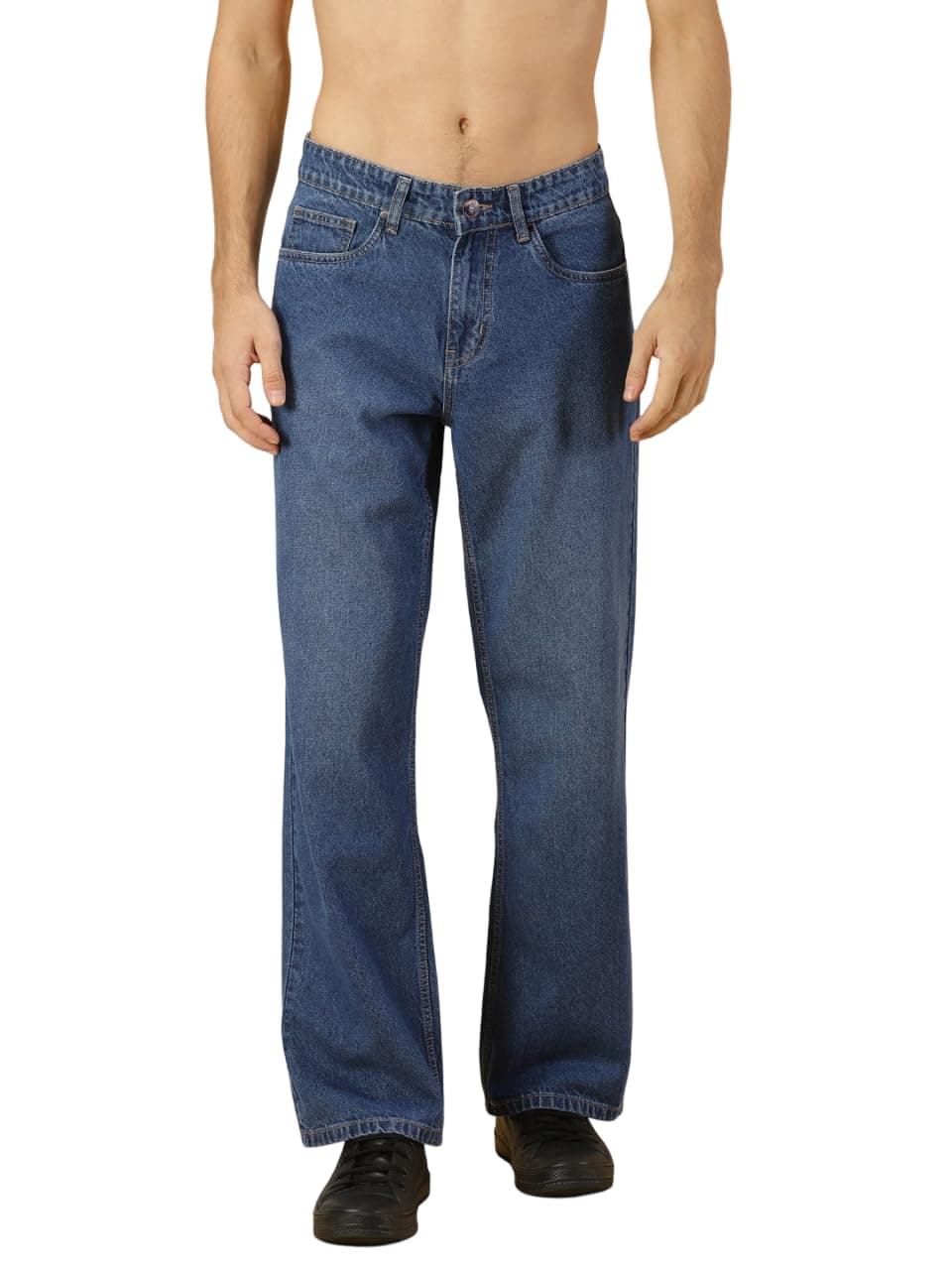 Thomas Scott Men's | Relaxed Fit | Mild Wash | Wide Leg | Baggy fit | Casual | Jeans for Men (TSJ076_Midblue_30) Mid Blue