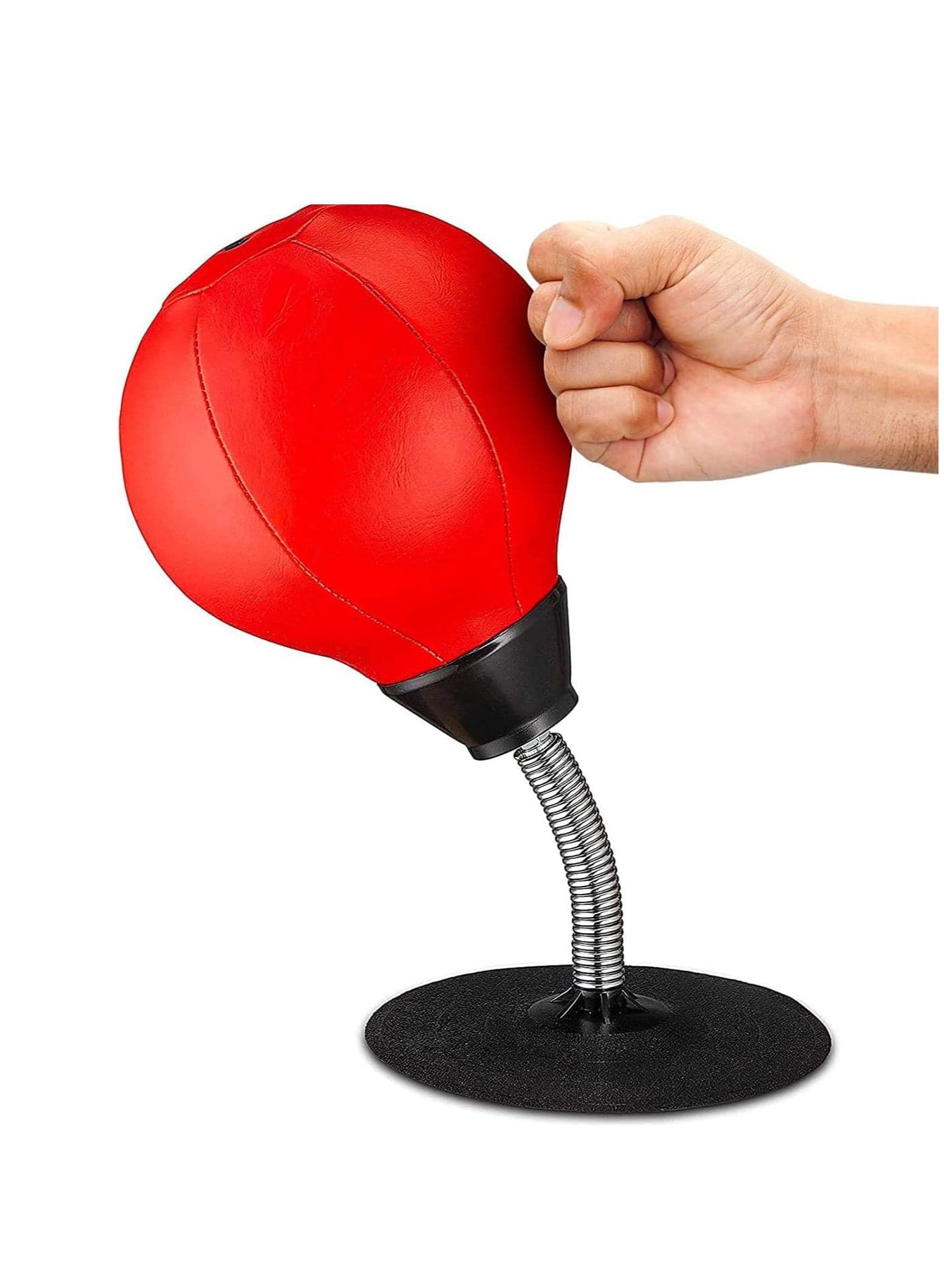 Desktop Punching Bag Mini Punching Bag with Stand Heavy Duty Stress Relief Ball Stress Buster Desktop Punch Bag with Suction Cup PU Leather Punching Bag for Kids and Adults