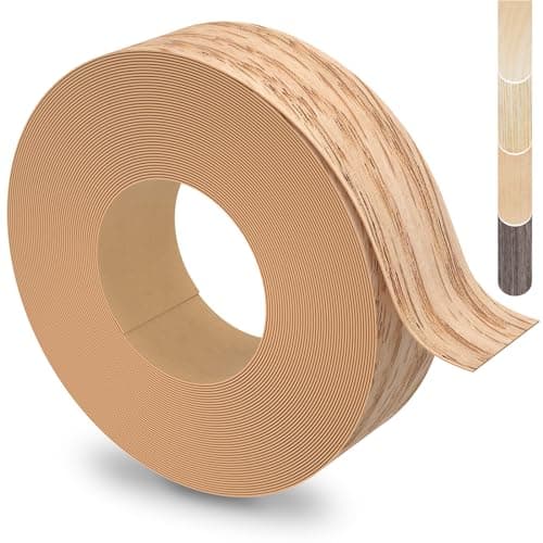 ZYJT Red Oak Edge Banding, 1 1/2 inch x 25ft Plywood Veneer Wood Edge Banding, Preglued Wood Tape Banding for Cabinet Repair