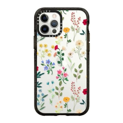 CASETiFY Impact Case for iPhone 12 iPhone 12 Pro Spring Botanicals 2 Clear Black