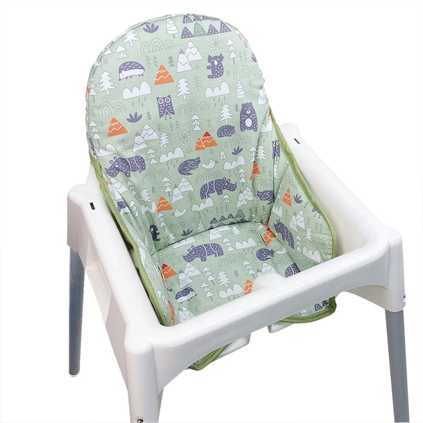 ZARPMA Cotton Seat Covers for IKEA Antilop Highchair Padded Forest Pattern Foldable Baby Highchair Cover for IKEA Child Chair Cushion Green Forest