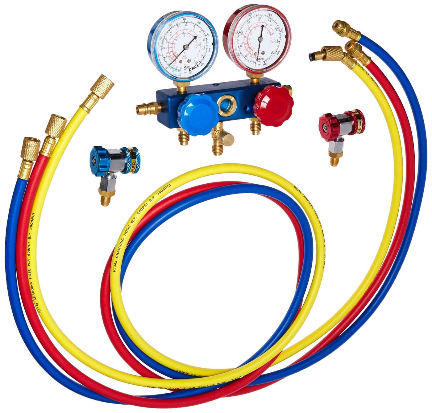Robinair 49134A R134 Aluminum Manifold Hose Set and Service CouplersMultiColor