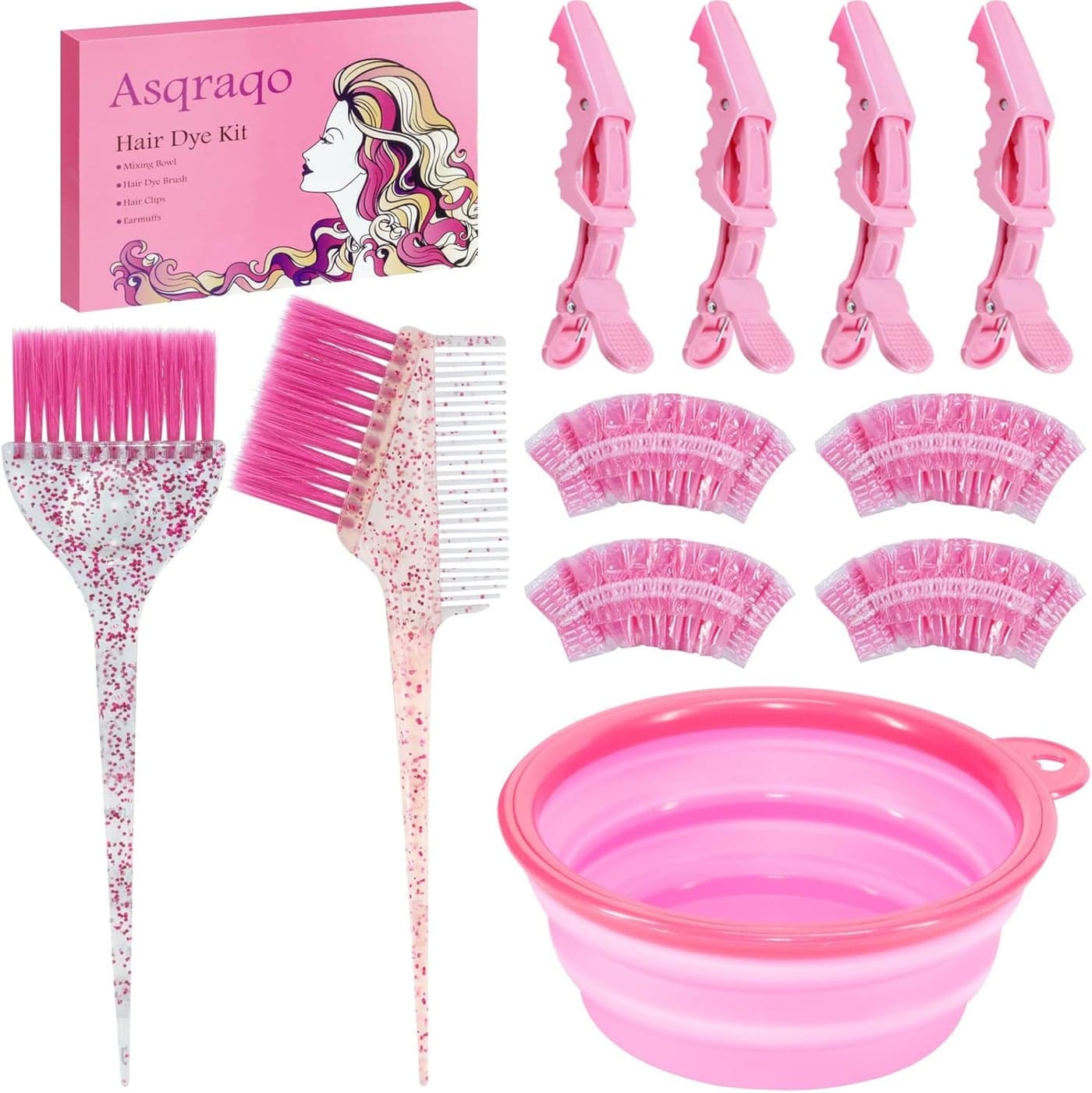 11pcs Hair Coloring Dyeing Kit Professional Salon Tools for DIY Mixing Includes Hair Clips Mixing Bowl Dye Color Brush Earmuffs Perfect for Bleaching and Hair Dye