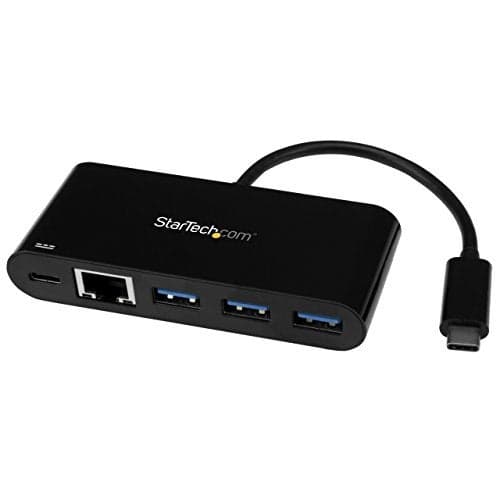 StarTechcom USB C to Ethernet Adapter 3 Port with Power Delivery USB PD Power Pass Through Charging USB C Adapter US1GC303APD Black