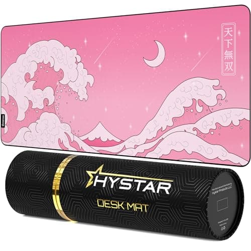 Hystar® Extended Gaming Mouse Pad | XXL 36" x 16" | 5mm Thick, Waterproof Surface, Smooth Polyester Fabric, and Natural Rubber Base | Kawaii Wave