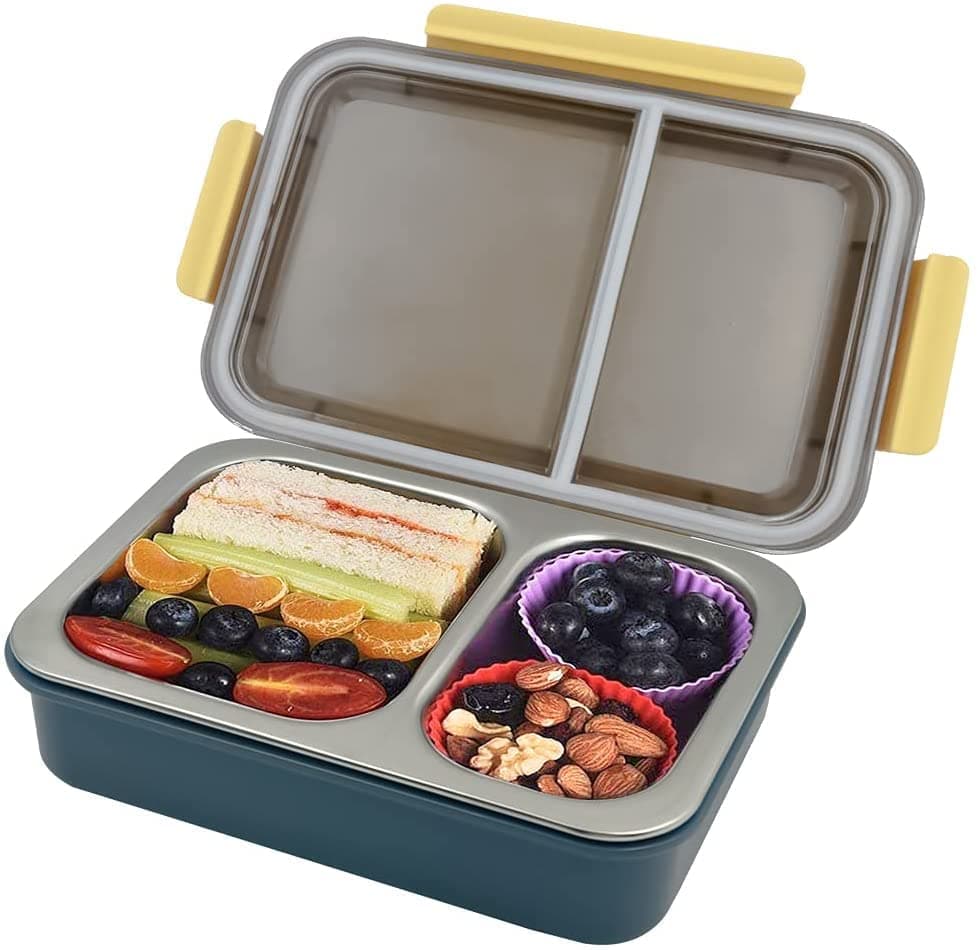 CRENTILA Stainless Steel Leak Proof 2 Compartment Bpa Free Insulated LunchTiffin Box With Removable Inner Plate For Women And Men Office Kids To School Tiffin Boxes Blue 750 milliliter