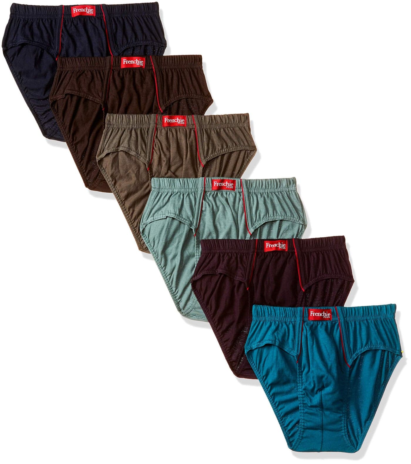 Frenchie Men's Plain Brief (Pack of 6) (Frenchie Plus PO6_Navy Blue, Dark Grey, Deep Forest, Black and Coffee Brown_110)