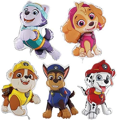 Toyland Pack Of 5 Paw Patrol Foil Balloons Chase Everest Marshall Rubble Skye Character Foil Balloons Kids Party Balloons