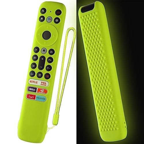 Silicone Cover for TCL RC902V FMR1 Voice Remote, TCL LED Smart TV 65X925 75X925 Remote Control Case Cover with Lanyard(Glow Green)