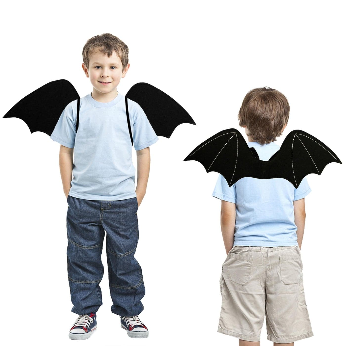 Lulu Home Bat Wings for Kids Black Wings for Halloween Costume Vampire Witch Dress Up Role Play Props Party Decoration