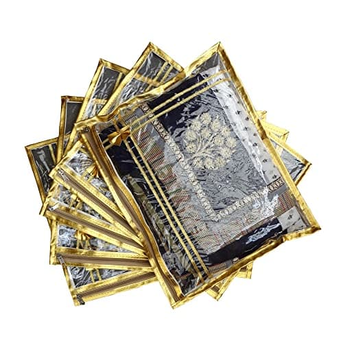 DIKHAWA 5 Piece Golden Transparent Single Saree Cover with Zip