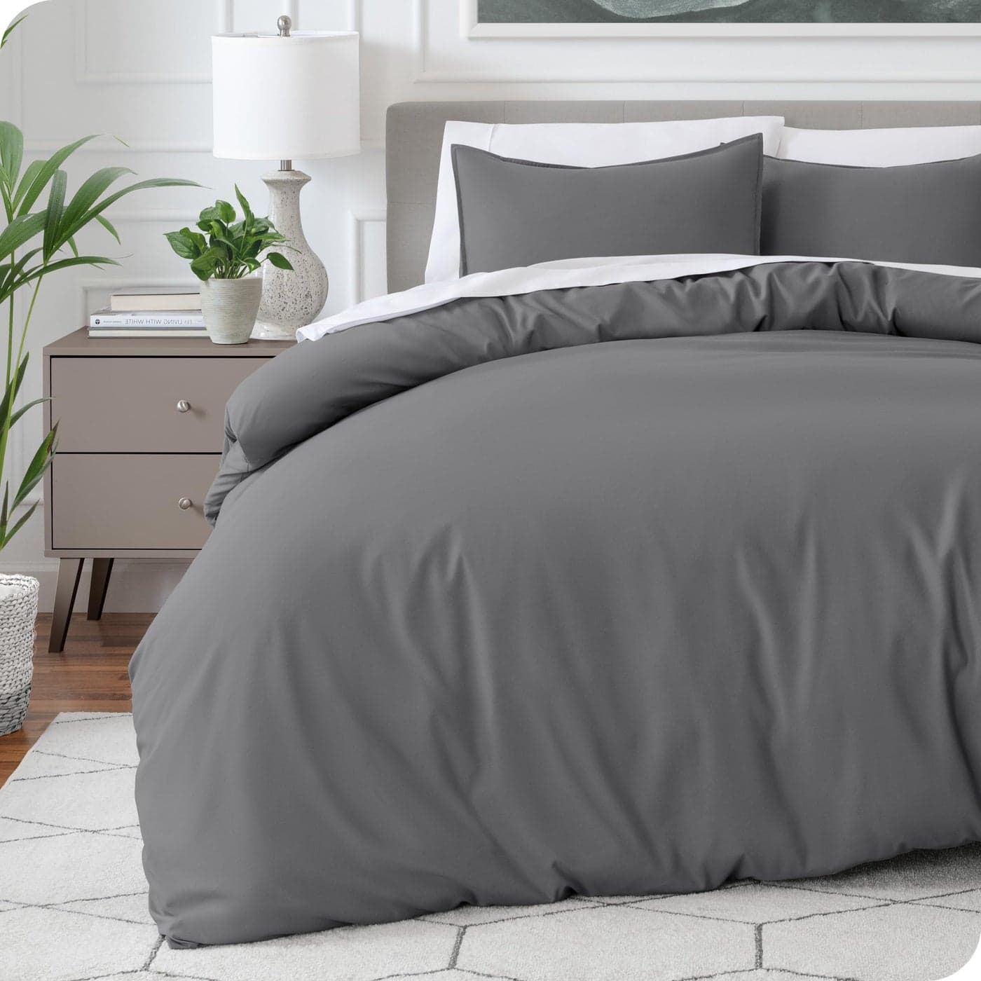 Bare Home Bedding Duvet Cover Full Size Premium 1800 Super Soft Collection Lightweight Cooling Soft Breathable Bedding Duvet Cover Full Grey
