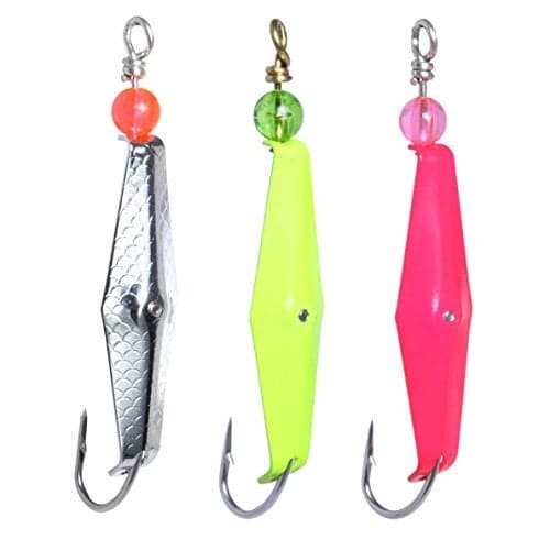 Clarkspoon Size 0, Three Pack Trolling Spoons: Chrome Hammered Scale Finish, Chartreuse, Pink