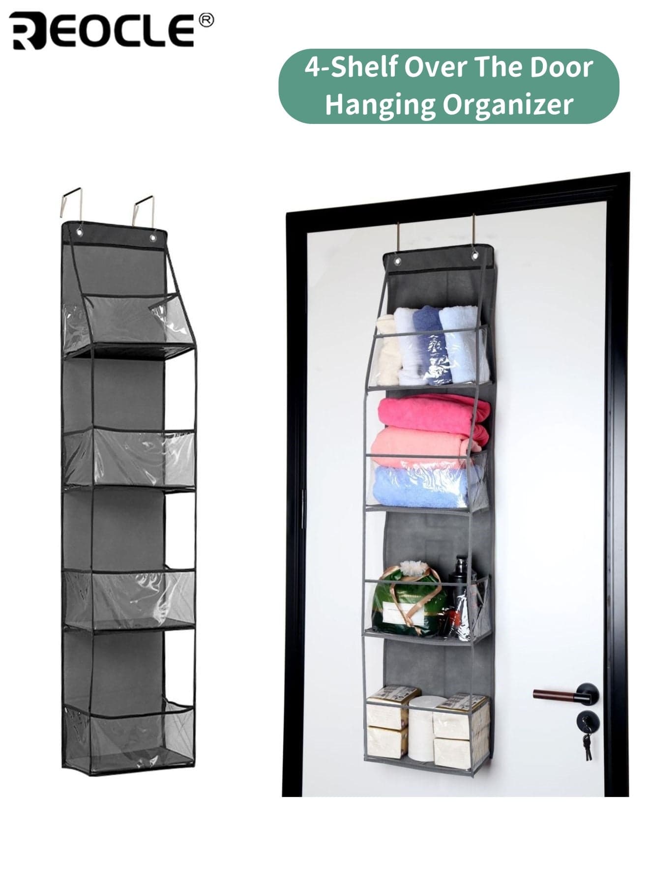 Over-the-Door Organizer with 4 Large Pockets Breathable Mesh Storage Holder for Toys Shoes Diapers Space-Saving Solution for Closet Bathroom Dorm