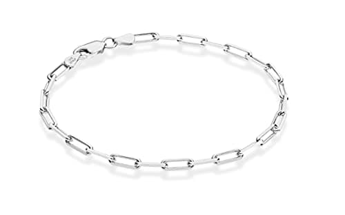 Miabella Solid 925 Sterling Silver Italian 3mm Paperclip Link Chain Bracelet for Women Men, Made in Italy (Length 8 Inches)