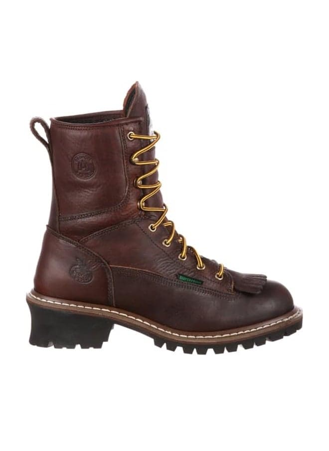 Georgia Boot Steel Toe Waterproof Logger Boot, Chocolate, Size 12(M)