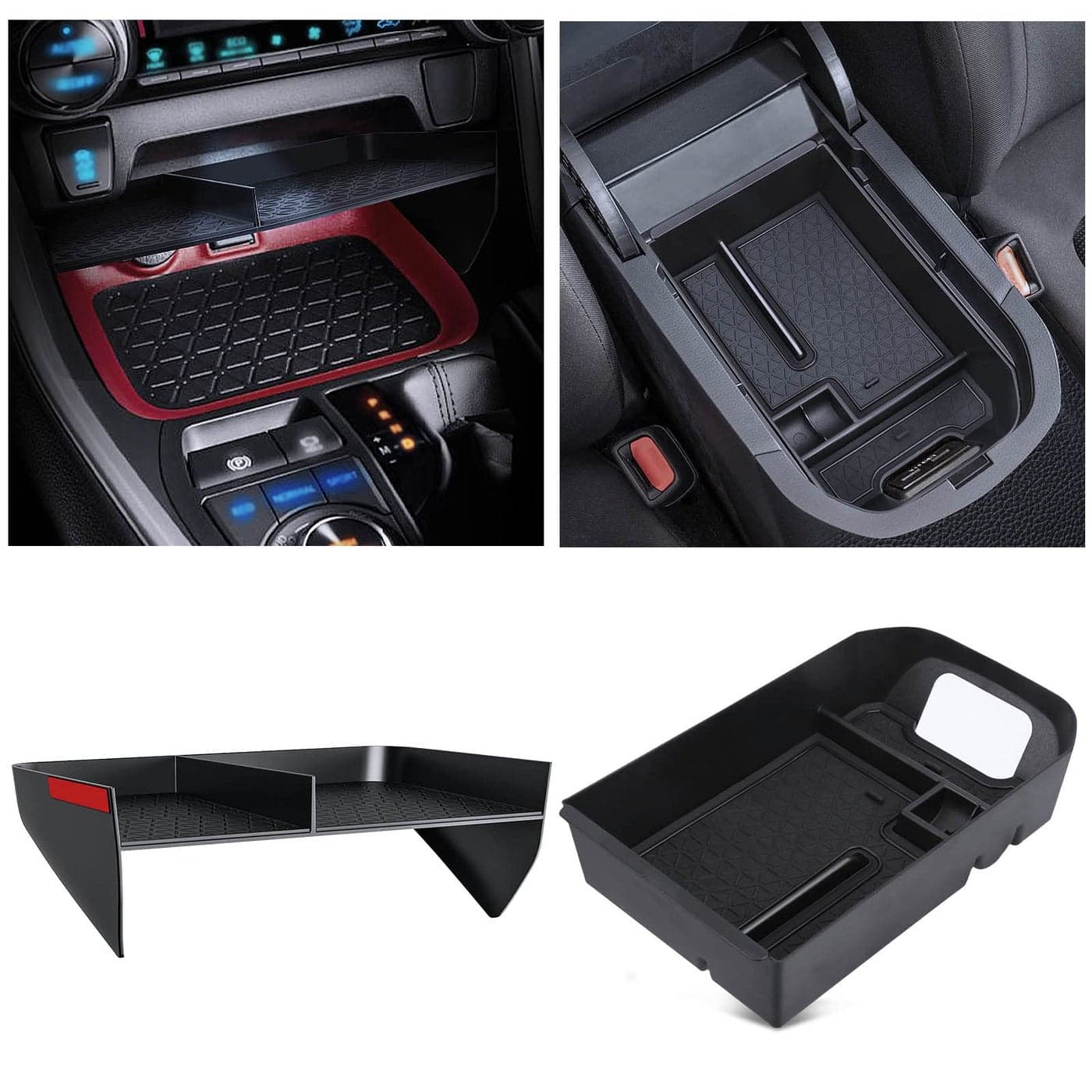 DIAMOOKY Upgraded Center Console Organizer Compatible with Toyota RAV4 2025 2024 2023 2022 2021 2020 2019 Interior Accessories Gear Shift Storage Tray Secondary Box Insert Divider 2pcs