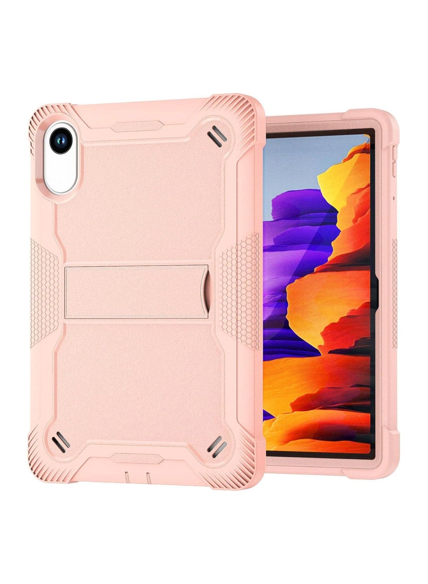 Kids Case Compatible with Xiaomi Redmi Pad 2/ Redmi Pad SE 11 Inch 2025, 3 in 1 Hybrid Shockproof Silicone Gel Protective Tablet Cover Built In Stand (Rose Gold)