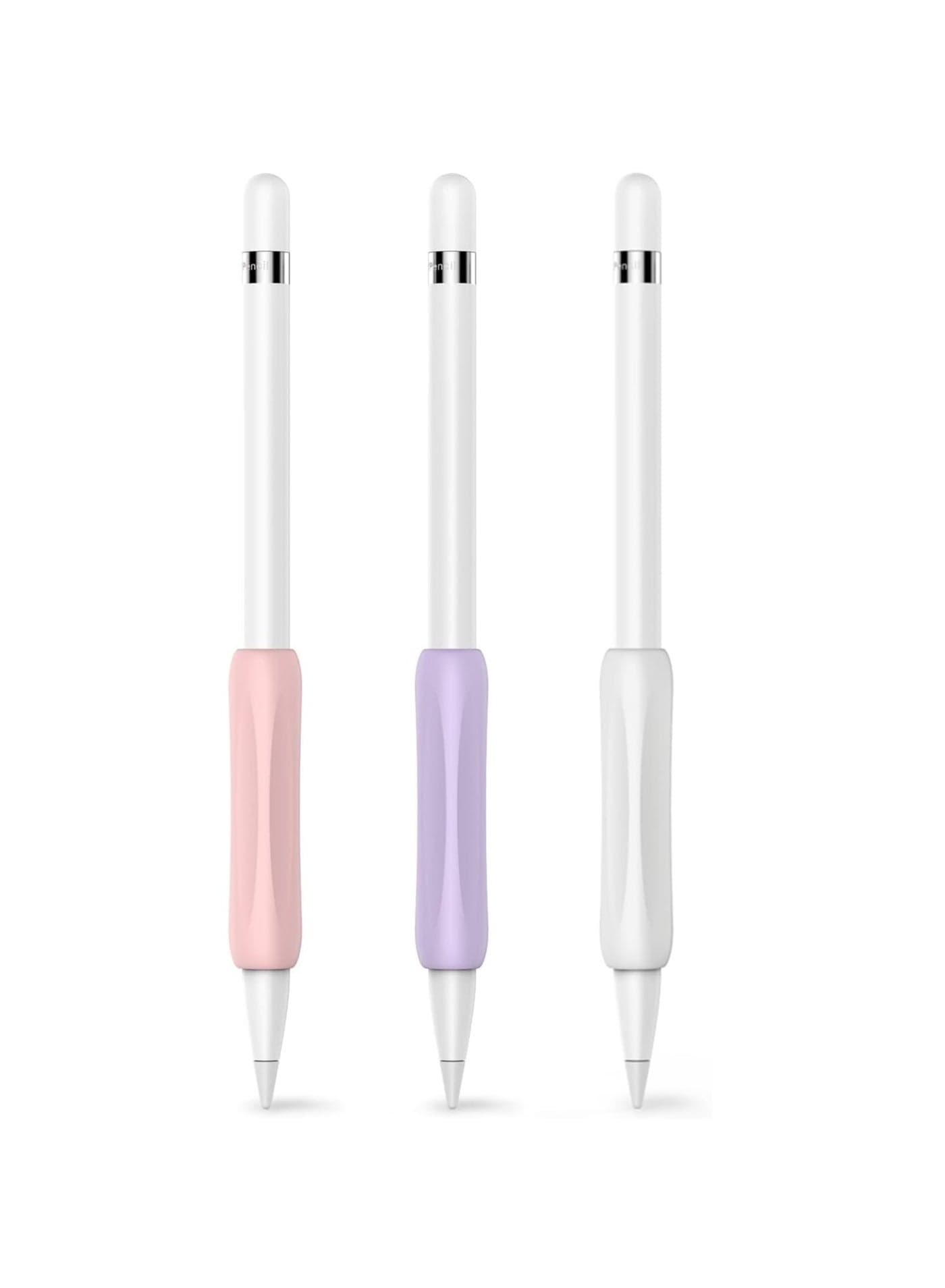 3-Pack Ergonomic Silicone Case Accessories Compatible With Apple Pencil 1st And 2nd Generation (White, Pink, Lavender)