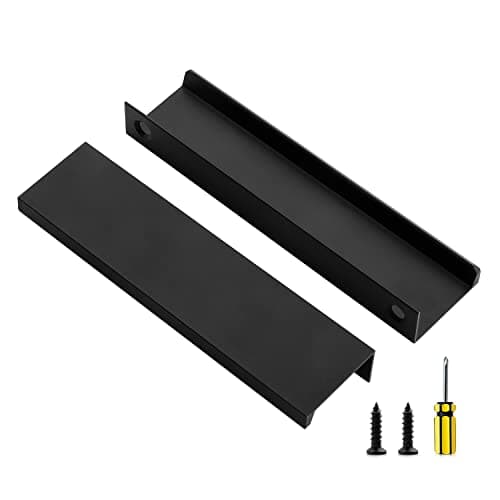 Ravinte 30 Pack Finger Pulls for Cabinets 128mm/5 Length Black Edge Pulls Matte Black Finger Cabinet Concealed Handles for Kitchen Drawer Tab Handle