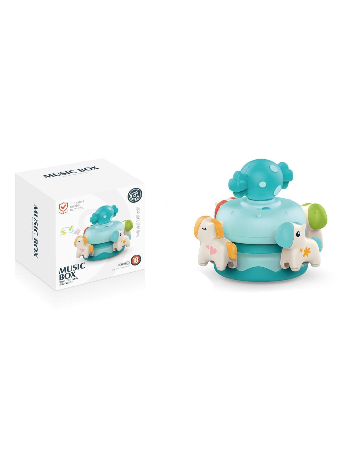 Baby Dining Chair Music Box with Suction Cup Early Education Toy Blue
