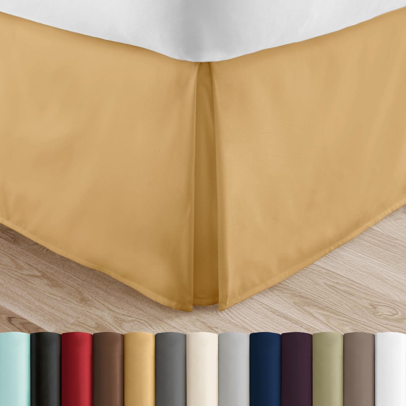 Linen Market Bed Skirt Ultra Soft Microfiber Easy Fit with 14 Inch Tailored Drop Hotel Quality Shrinkage Fade Resistant Bed Cover Queen Bed Set Bedroom Dcor Queen Gold