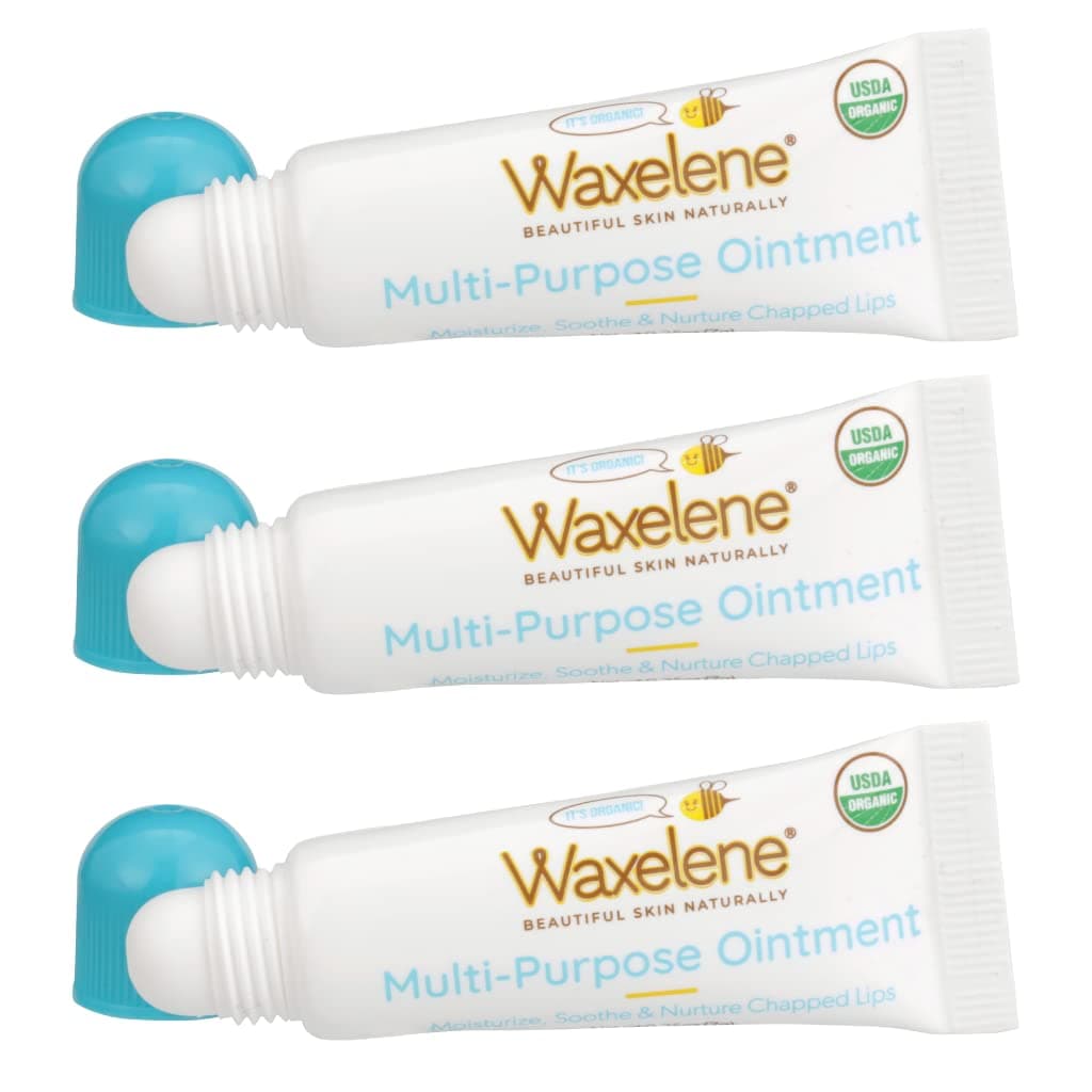 Waxelene Original Lip Tube 3 Piece Best Lip Balm Ever Organic Calming Multipurpose Ointment Baby Eczema Dry Sensitive Skin Body Hand Face Moisturizer