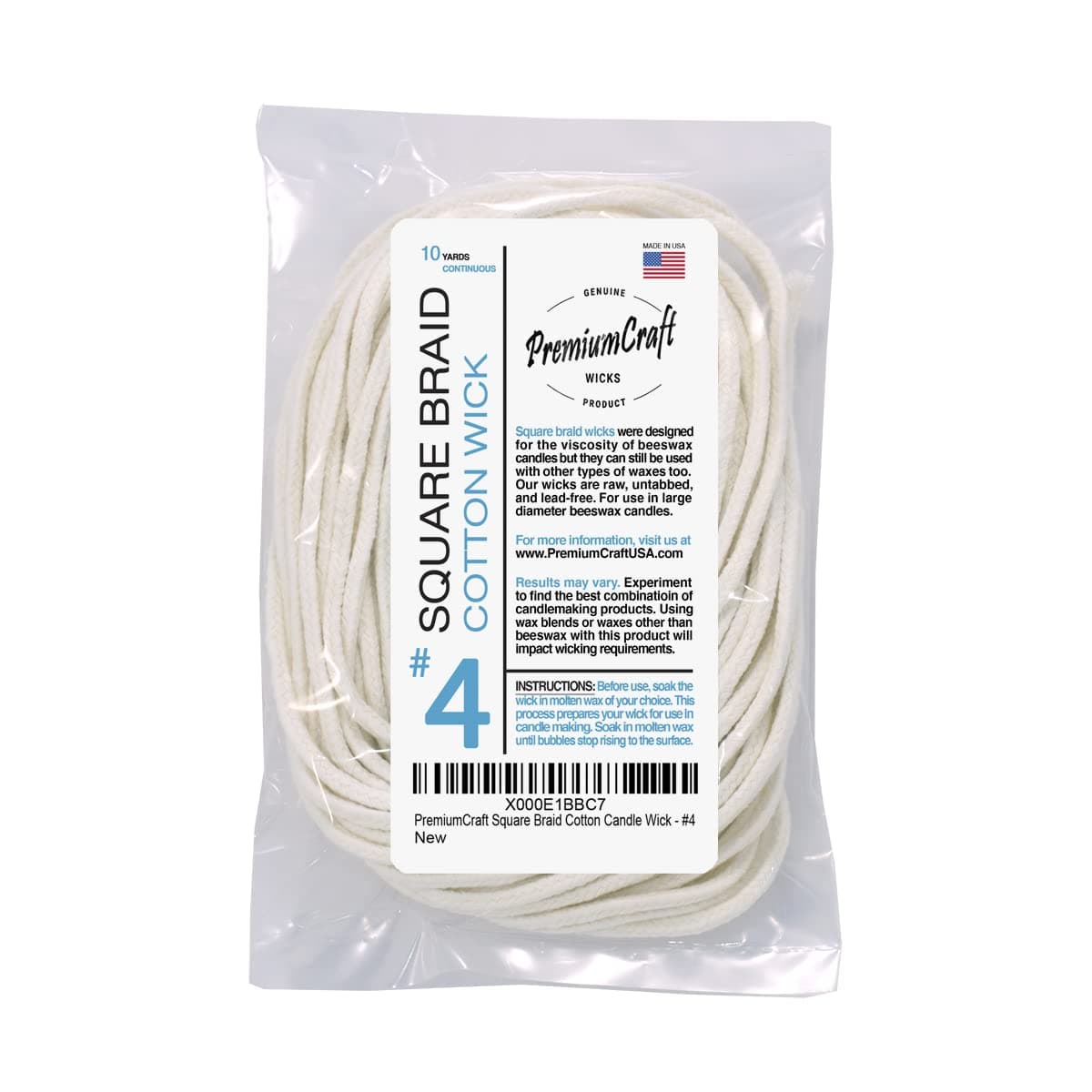 PremiumCraft Square Braid Cotton Candle Wick 4