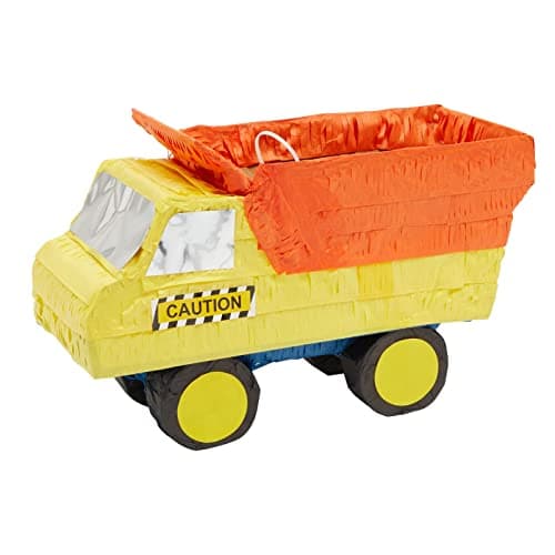 BLUE PANDA Dump Truck Pinata Small 157 x 92 x 63 In Yellow Orange Filled Pinata for Boys Birthday Party Construction Party Decoration