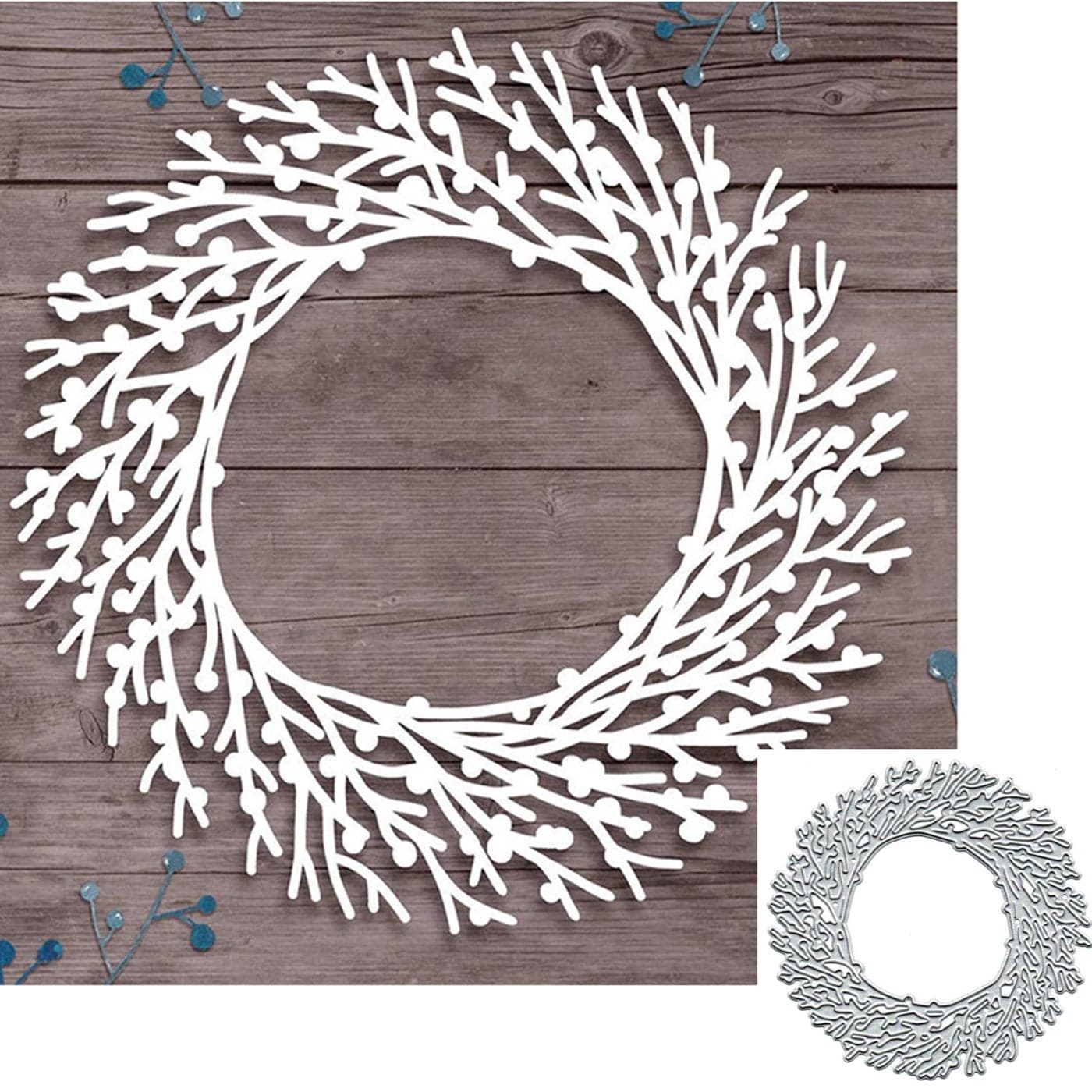 Wreath of Branches Metal Die CutsWedding Tree Flower Leaf Leaves Cutting Dies Cut Stencils for DIY Scrapbooking Album Decorative Embossing Paper Dies for Card Making
