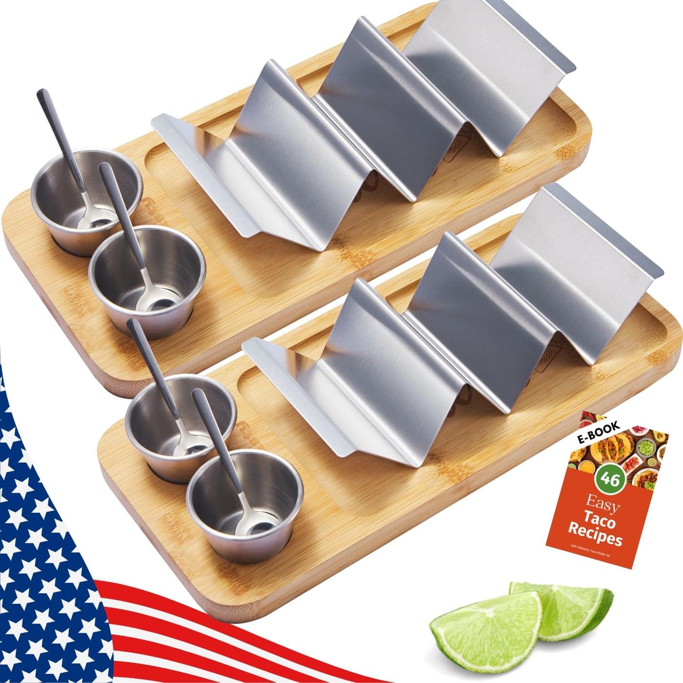 HolaTasty Taco Holder Kit 2 Pack Value Pack 3in1 Taco Set of 26 slots for Tacos Fancy Taco Presentation Rack Plate for Taco Tuesday Bar Party for Taco Lover Vegetarian Cinco de Mayo Events
