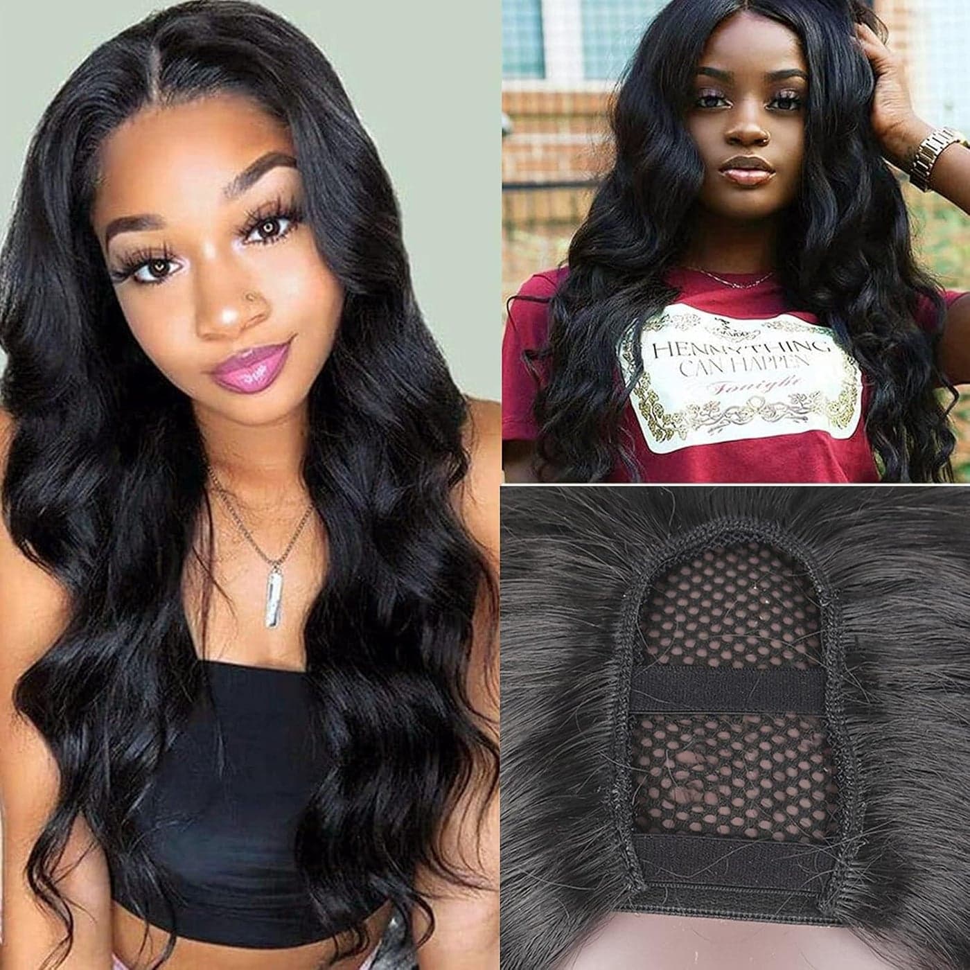 KRSI Body wave U Part Wigs for Women U Part 15x 35 U Shape Glueless Wigs Natural Black Full Head Upart Hair Extension Clip in U Part Wig Synthetic Hair Half Wig 20 inch 1B6681